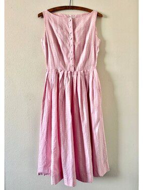 Vintage 1950s Betty Barclay Sleeveless Fit And Flare Midi Cotton Day Dress